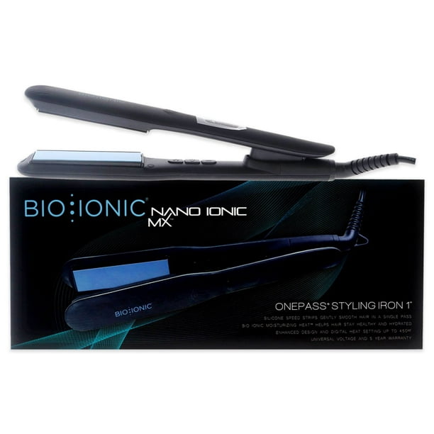 Onepass Nanoionic MX Styling Iron - Black  by Bio Ionic for  Women - 1 Inch Flat Iron 