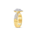 thumbnail image 3 of FB Jewels 14kt Yellow Gold Round Diamond Cluster Bridal Wedding Ring Band Set 3/4 Cttw, 3 of 4
