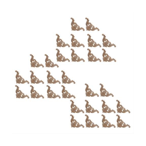 30 Pcs Wood Carving Decal Wood Carved Mouldings Corner Applique Home Door Decor Wood Carving for Door Cabinet