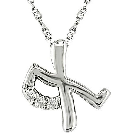 X Initial with Diamond Accent 10kt White Gold Pendant, 17