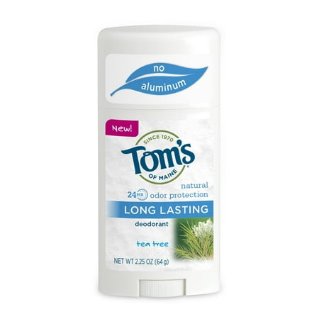 Tom's of Maine 24-Hour Long-Lasting Deodorant Stick, Tea Tree, 2.25