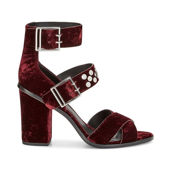 REBECCA MINKOFF Women's Acai Crushed Velvet Jennifer Sandals, Red, 6.5