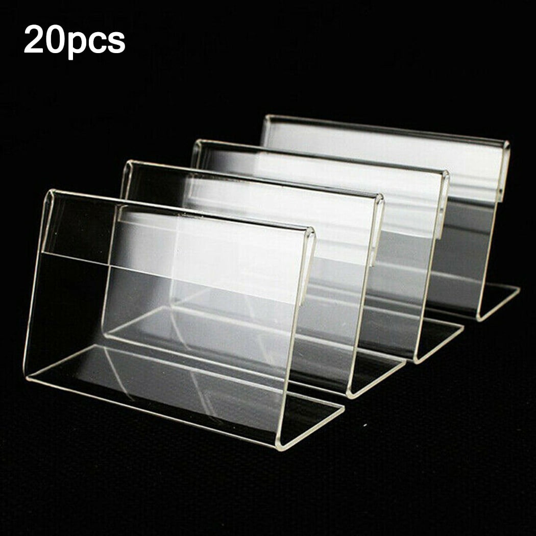 6pcs Acrylic Sign Card Display Stand Table Name Price Tag Menu Holders Clear 
