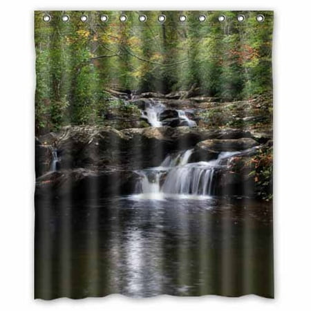 Alabama Bathroom Set GreenDecor Waterfalls Forests Alabama Nature Waterproof Shower Curtain Set with Hooks Bathroom Accessories Size 60x72 inches ()
