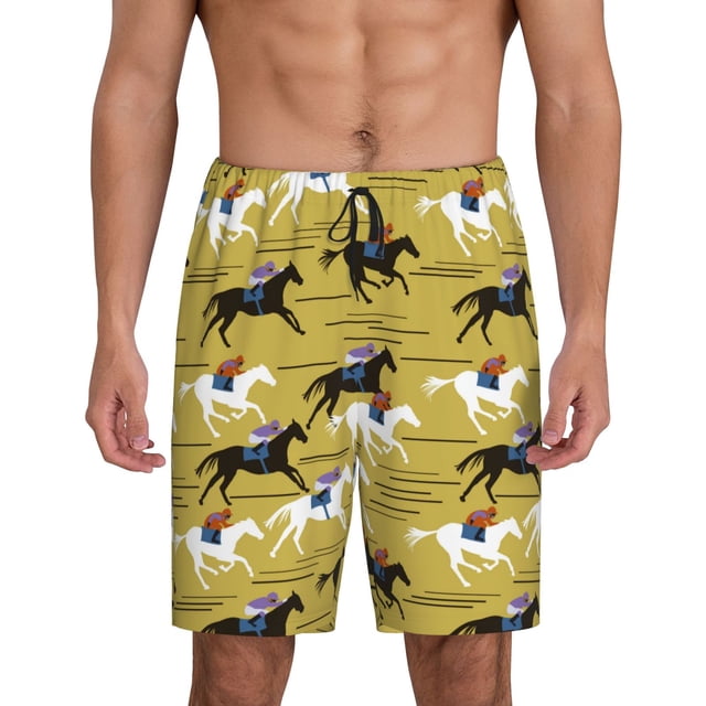 Fotbe Horsemen In Horseraces Pantalones Cortos de Pijama para Hombre, Ropa de Dormir, Pantalones de Pijama Cortos para Hombre-4X-Large
