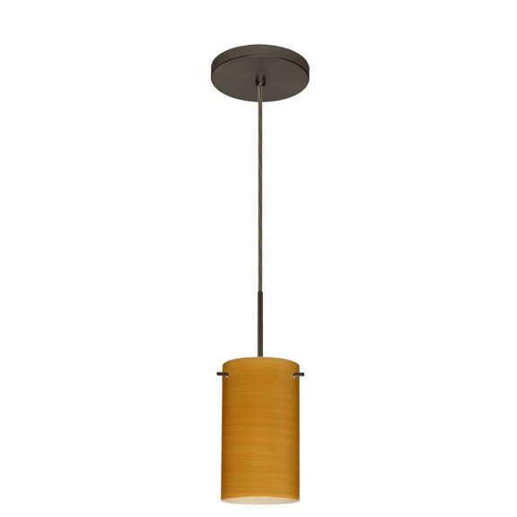 1BT-4404OK-BR-Besa Lighting-Stilo 7-One Light Cord Pendant with Flat Canopy-4 Inches Wide by 7 Inches High-Bronze Finish-Oak Glass Color-Incandescent