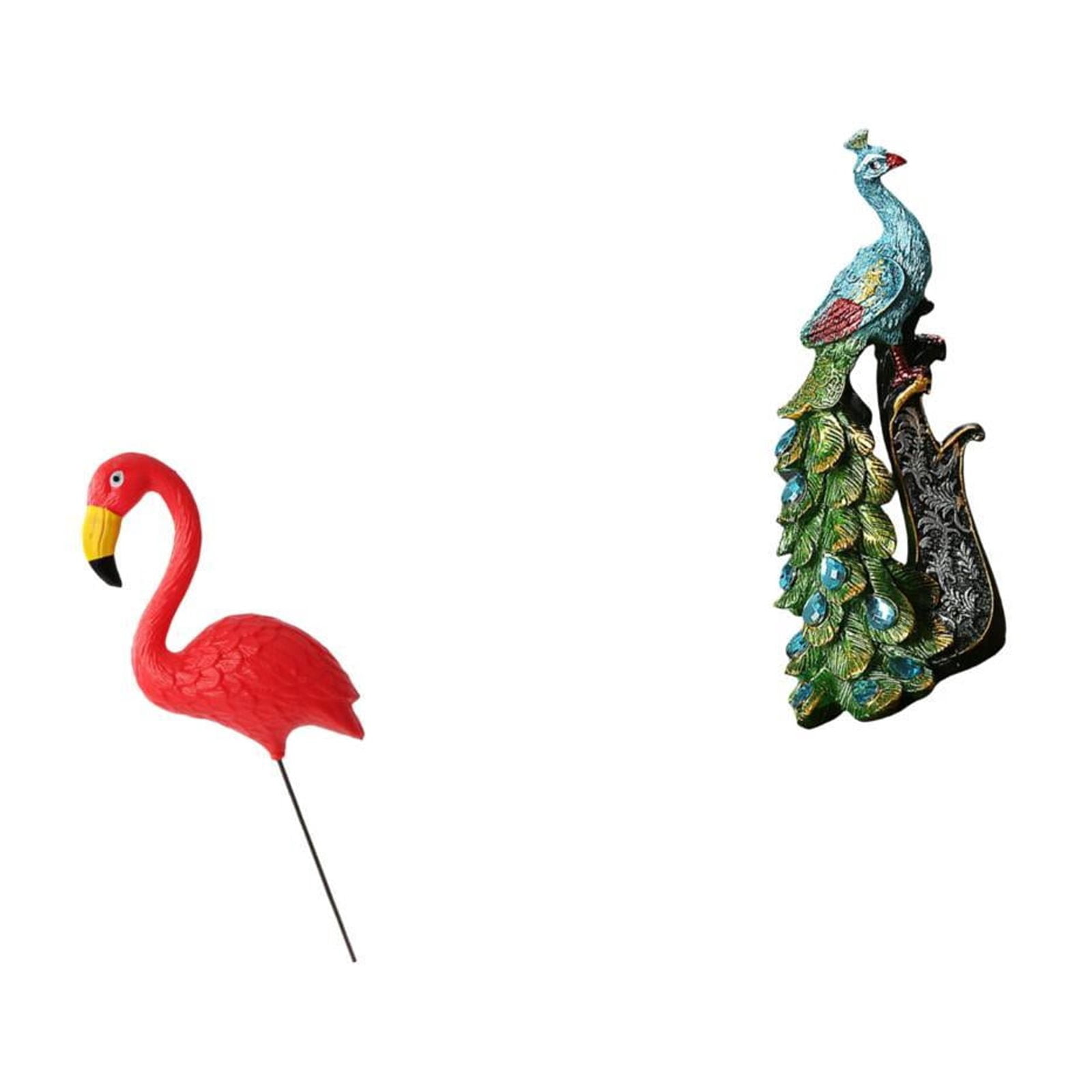 Miulika Bird Peacock Statue Figurine Yard Art Ornament Backyard Fairy Garden Accessories Flamingo Garden Stake Sculpture Animal Collection Elegant Tabletop Ornament for Holiday Spring Bedroom