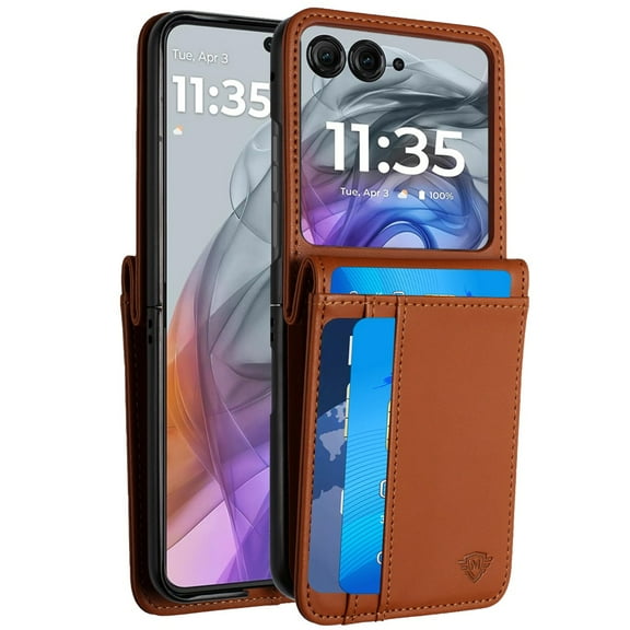 Premium Card Holder Case for Motorola Razr 2024/2025 - Brown
