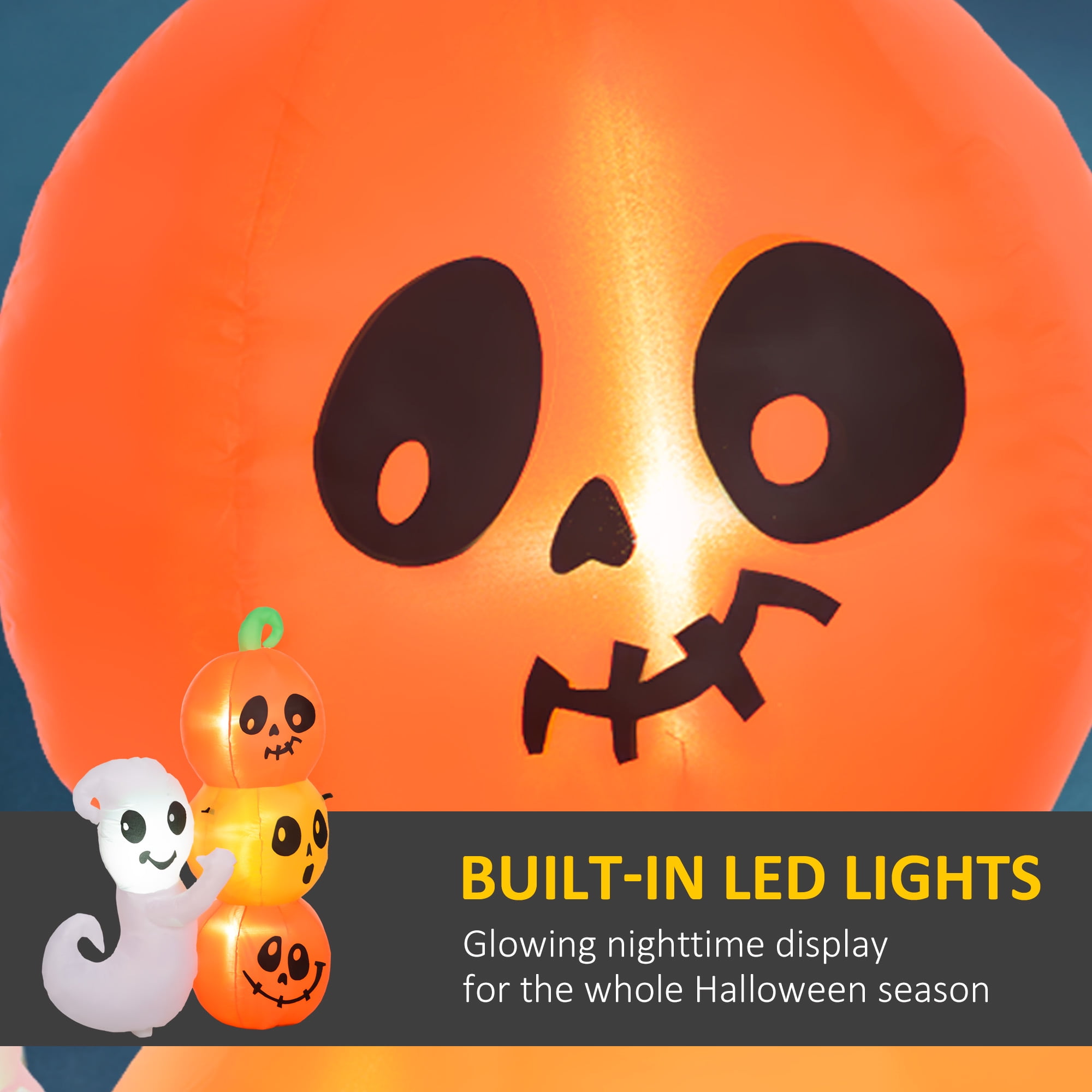 Alvantor Inflatable Halloween Decoration with Pumpkin 5ft Blow Up LED Display for Garden Indoor Outdoor