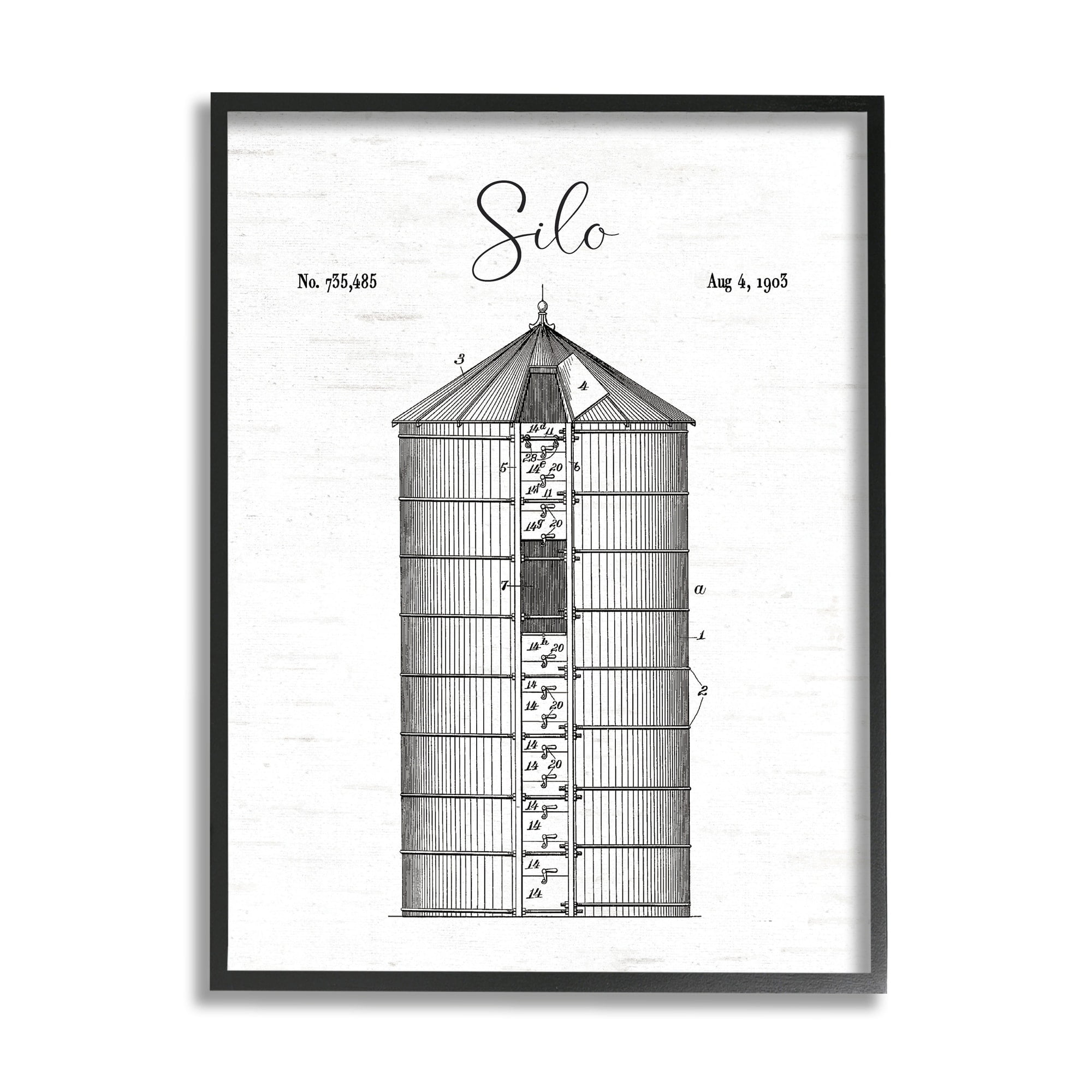 Stupell Industries Detailed Silo Diagram Rustic Countryside Farm Structure Graphic Art Black Framed Art Print Wall Art, Design by Lettered and Lined
