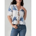 thumbnail image 6 of Michellecmm  Women’s Tie Front Peplum Tops Puff Sleeve V Neck Floral Print Shirts, 6 of 9