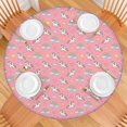 thumbnail image 2 of Pink Cartoon Unicorn Rainbow Cloud Heart Star Pattern Round Fitted Tablecloth with Elastic Edge,Dining Table Cover Waterproof,Outdoor Round Tablecloth for Camping,Dining,Indoor and Outdoor, 2 of 7