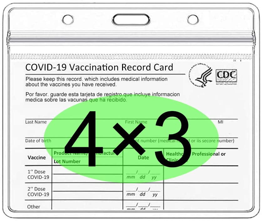 CDC Vaccination Card Protector 4 X 3 in Immunization Record Vaccine Cards Holder & Retractable Badge Holder Reels with Clip Clear Vinyl Plastic Sleeve with Waterproof Type Resealable Zip（3 Pack）