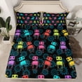 thumbnail image 2 of Feelyou Child Robot Bed Sheets, Black Cartoon Theme King Sheets, 4 Pieces, 2 of 7