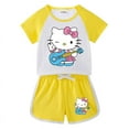 thumbnail image 4 of Ropa para niños de Hello Kitty, pantalones cortos de manga corta con dibujos animados para niñas, conjuntos deportivos informales, Camiseta de algodón para bebé + Pantalones, traje de dos piezas, 4 of 5
