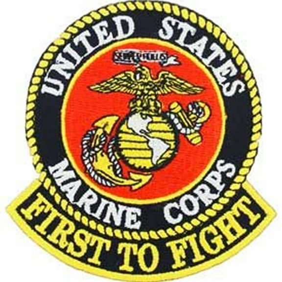 U.S. MARINES FIRST TO FIGHT with EAGLE, GLOBE AND ANCHOR Round Patch - Vivid Colors - Veteran Owned Business.