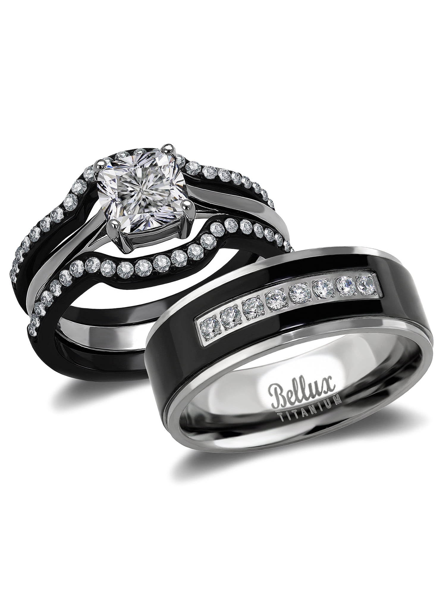 His and Hers Wedding Ring Sets Black 