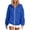 Blue, variant on Women's Hooded Jacket with Side Pockets Adjustable Drawstring Hood Sweatshirt Jacket Comfort Casual Zip Up Hoodies for Women Trendy Ruched Long Sleeve Plain Sweatshirt M