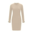 thumbnail image 5 of biudgviw Women's Turtleneck Sweater Dress Long Sleeve Ribbed Knit Fall Dress Stretch Midi Bodycon Dresses, 5 of 7