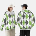 thumbnail image 4 of Hirioo Light green and black argyle for Men's Hawaiian Shirt,Summer Short-sleeve Shirt,Beach Party Shirt-Small, 4 of 7