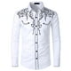 thumbnail image 1 of Camisa de blusa de manga larga ajustada con bordado informal para hombre Pompotops  oipoqjl27669, 1 of 2