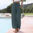 thumbnail image 2 of Seductiva Women's Casual Pants Linen Pants Women Summer Wide Leg Pants Drawstring Elastic Waist Pants High Waisted Pants Casual Beach Trousers Business Work Casual Pants, 2 of 5