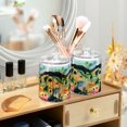 thumbnail image 3 of Yayeee 4 Pack Qtip Holder Bathroom Cotton Swab Canister with Lid Clear Dispenser Set, Art Field, 3 of 6
