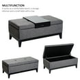 42" Rectangular Linen Fabric Storage Ottoman Bench with