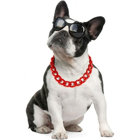 Wellsay 18K Gold Dog Plated Chain Collar-3/4 Inch 20mm Width Cuban Link Durable Dog Necklace  Cute Fashion Pet Collar for Pit   Light Metal Jewelry Bold Chain Puppy Accessories (20 inch  Gold)