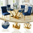 thumbnail image 7 of 63”Glass Dining Table Set for 4,Modern Rectangle Dining Table with 4 Contemporary Velvet Upholstered Dining Chair with Stainless Steel Leg for Kitchen,Dining Room,Office,Small Spaces,Blue, 7 of 7