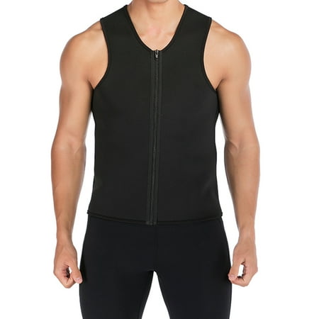 

SHCKE Sweat Vest for Men Waist Trainer Sauna Vest Body Shaper Zipper Weight Lose Weigth Top Workout Shirt