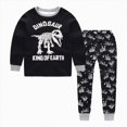thumbnail image 2 of Paguaki Kids Pajamas Boys Dinosaur Print Long Sleeve Top And Pants 2-Piece Winter Warm Sleepwear Set, 2 of 6