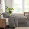 thumbnail image 2 of JERFIT Queen 3-Piece Antimicrobial Bedspread Set with Shams, Split Corner Pleated Quilted Coverlet, Dark Grey Microfiber, 2 of 9