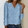 thumbnail image 2 of FamilyThread Womens Sequin Tops V Neck Sparkly Glitter Blouses Trendy Long Sleeve Holiday Evening Party Shiny Dressy Shirts, 2 of 6