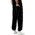 thumbnail image 3 of JOANKDMI Mens Athletic Pants Side Snap Button Sweatpants Elastic Waist Drawstring Joggers Casual Loose Relaxed Fit Basketball Workout Warm Up Trousers, 3 of 8