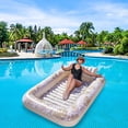 thumbnail image 3 of PVC Inflatable Singles Person Floating Maple Leaf Lounge Chair Foldable Maple Leaf Floating Bed, 3 of 5
