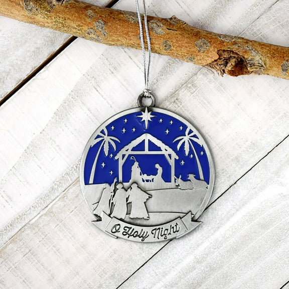 Oh Holy Night Antique Silver Christmas Ornament and Enamel by Lifebeats
