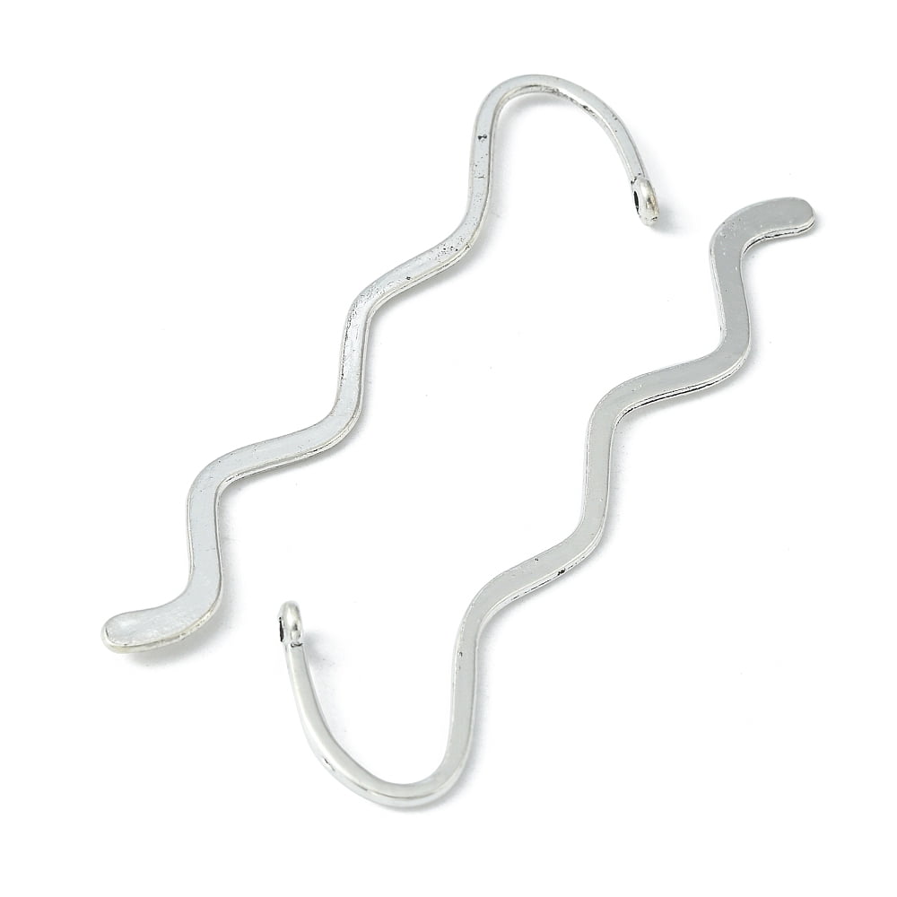 Zinc Alloy Wavy Bookmarks Cadmium Free Nickel Free Lead Free Silver 86x24x1mm Hole: 2.5mm