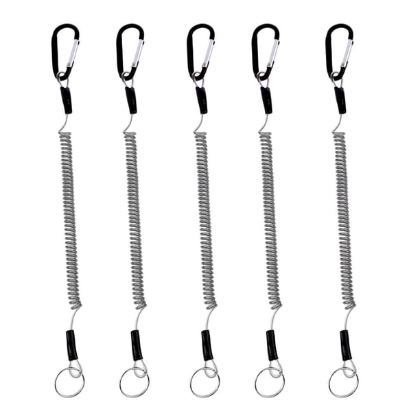 5 piezas de cuerda de seguridad retráctil con mosquetón para pesca y navegación. Negro