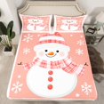 thumbnail image 2 of Manfei Cute Snowman Queen Sheet Sets,Christmas Snowflake Flat Sheet,Orange White Queen Fitted Sheet For Kids,Microfiber Bedroom Decor,4 Pieces, 2 of 7