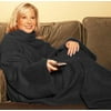 Snuggle Fleece Blanket Wrap Throw Travel Plush Fabric With Sleeves Cozy - Black