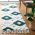 thumbnail image 2 of SAFAVIEH Moroccan Tassel Larry Geometric Shag Runner Rug, Green/Ivory, 2'3" x 12', 2 of 8