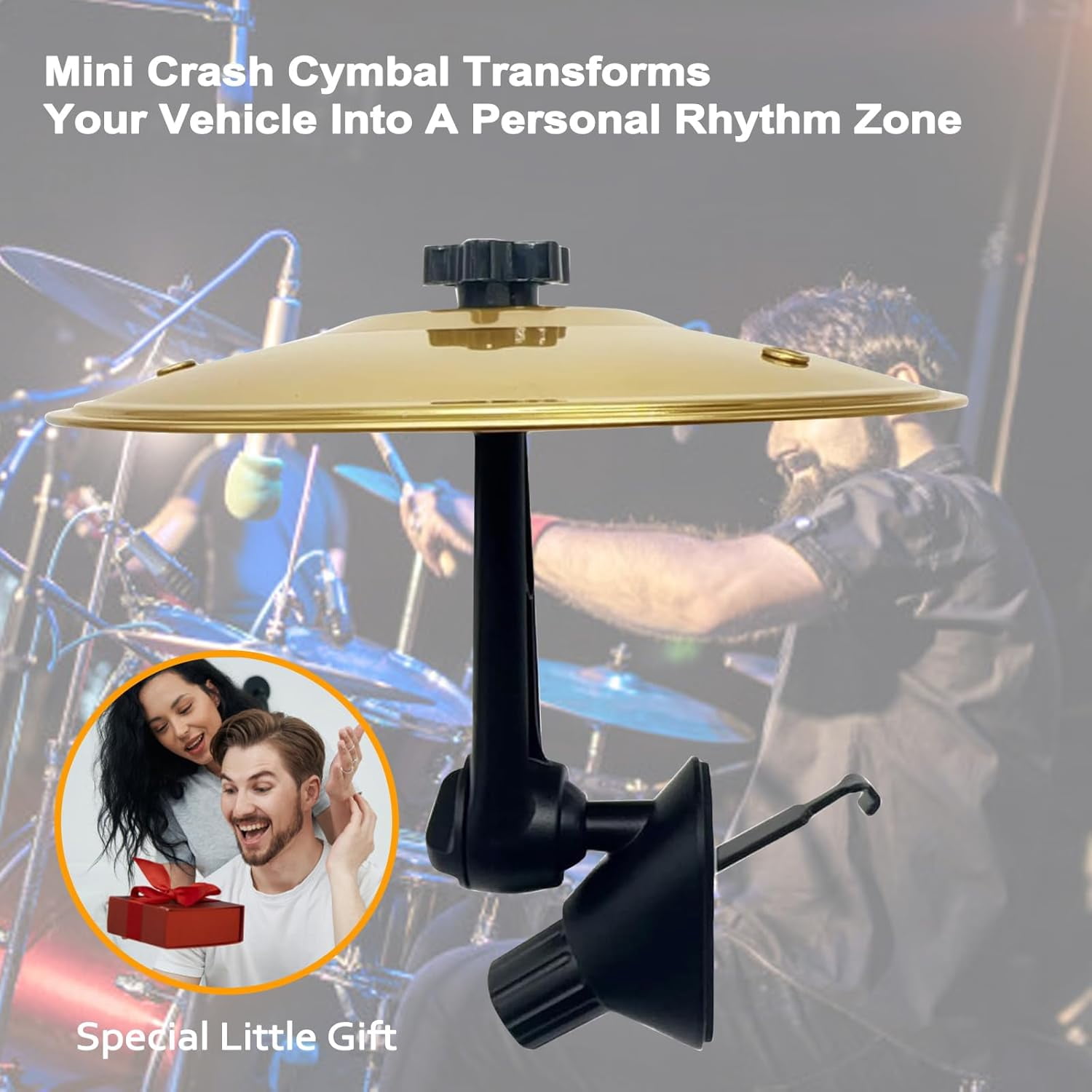 2-Pack Car Cymbal Air Vent Crash Dash Board Cymbal Drum Symbol Dashboard Drums Mini Mount Drumming Music Mounted Tiny Clip Attachment Set Attaches Small Stand Splash Instrument Drumset Kit