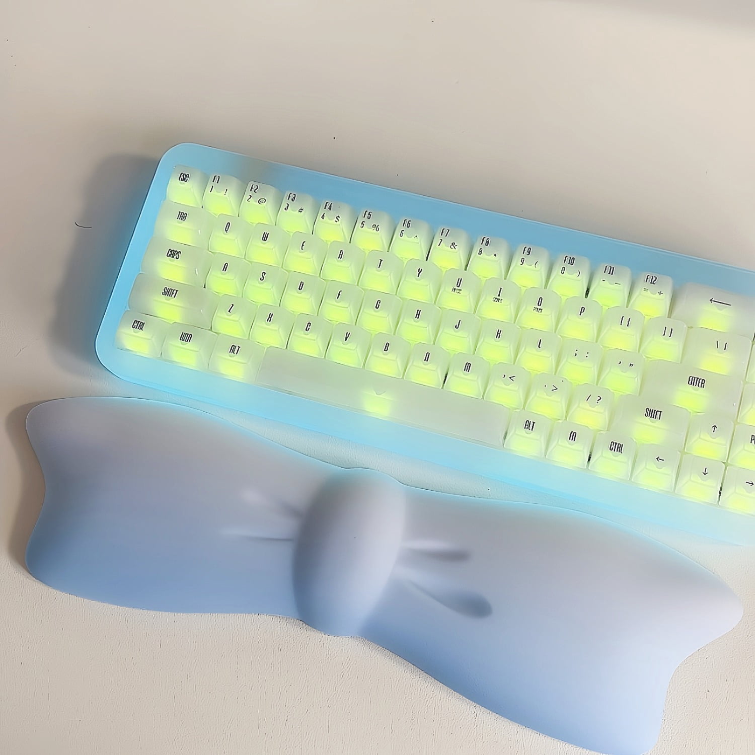 Bow Design Keyboard Wrist Rest, Ergonomic Memory Foam Palm Support Pad with Mouse Pad, Cute Desk Accessory Gift for Women Girls