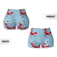 thumbnail image 5 of Haiem Red Funny Crab on Blue Stripe No Front Seam Biker Shorts for Women Yoga Workout Gym Bike Shorts with Tummy Control Moisture-Wicking-Large, 5 of 9