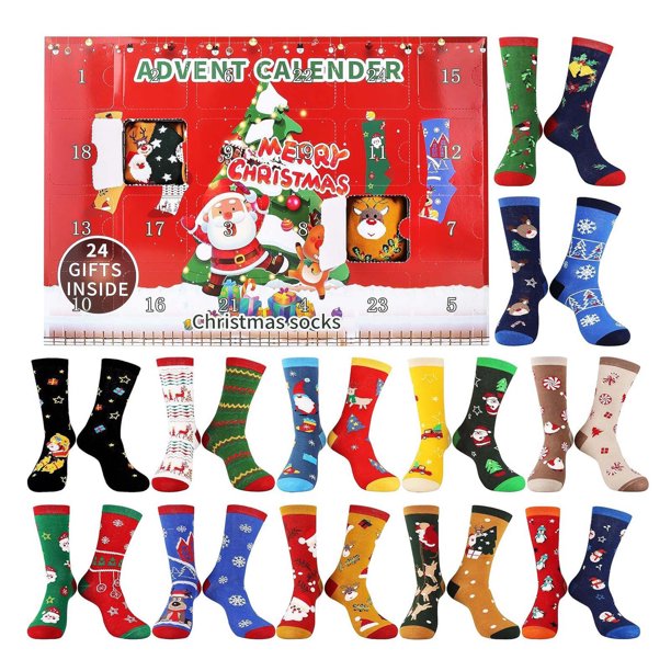 Calendarios Calcetines de Navidad Calendario de llegada Calcetines de cuenta regresiva para Navidad Calendario de llegada de regalos Calcetines de Navidad tejidos Calendario de Adviento