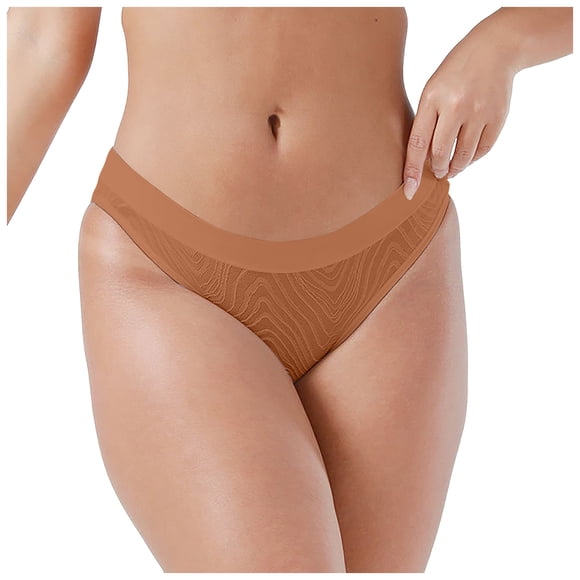 Yammkia Womens Underwear Women's Thongs, T Back Low Waist See Through Panties Cotton Seamless Lace Thongs for Women(Brown,L)