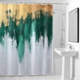 thumbnail image 4 of Abstract Art Fabric Shower Curtain Green Gold Washable Shower Curtains for Bathroom, Waterproof Bath Curtain with Hooks Home Decor 72x72in, 4 of 8