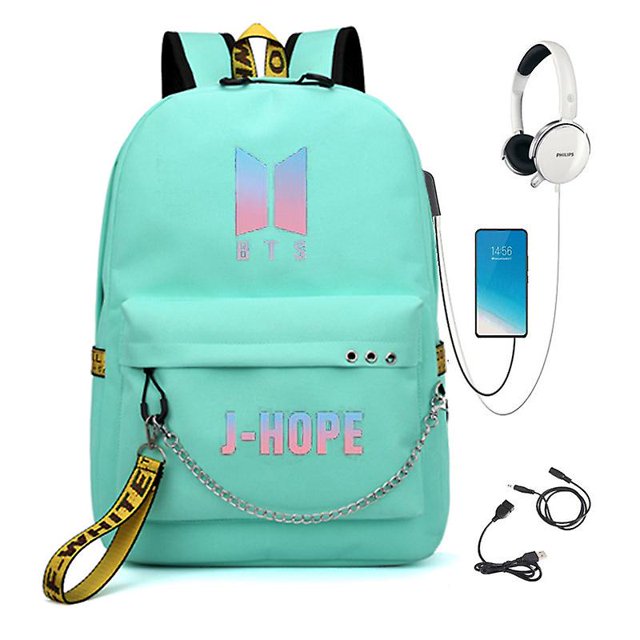 Mochila Bts del mismo estilo para hombres y mujeres, semana de carga USB, mochila escolar lateral para estudiantes, marea LingWen 9024715643544