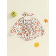 thumbnail image 2 of Nygoyerh Baby Girls Halloween Romper Outfit Long Sleeve Off-shoulder Pumpkin Print Romper Dress with Headband Infant Clothing for Fall 6M 9M 12M 18M 24M, 2 of 8